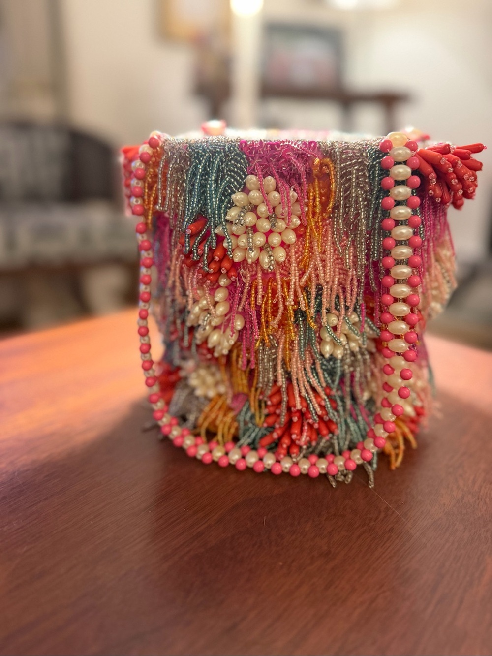 Handcrafted Multicolor Beaded Fringe Women's Bag
